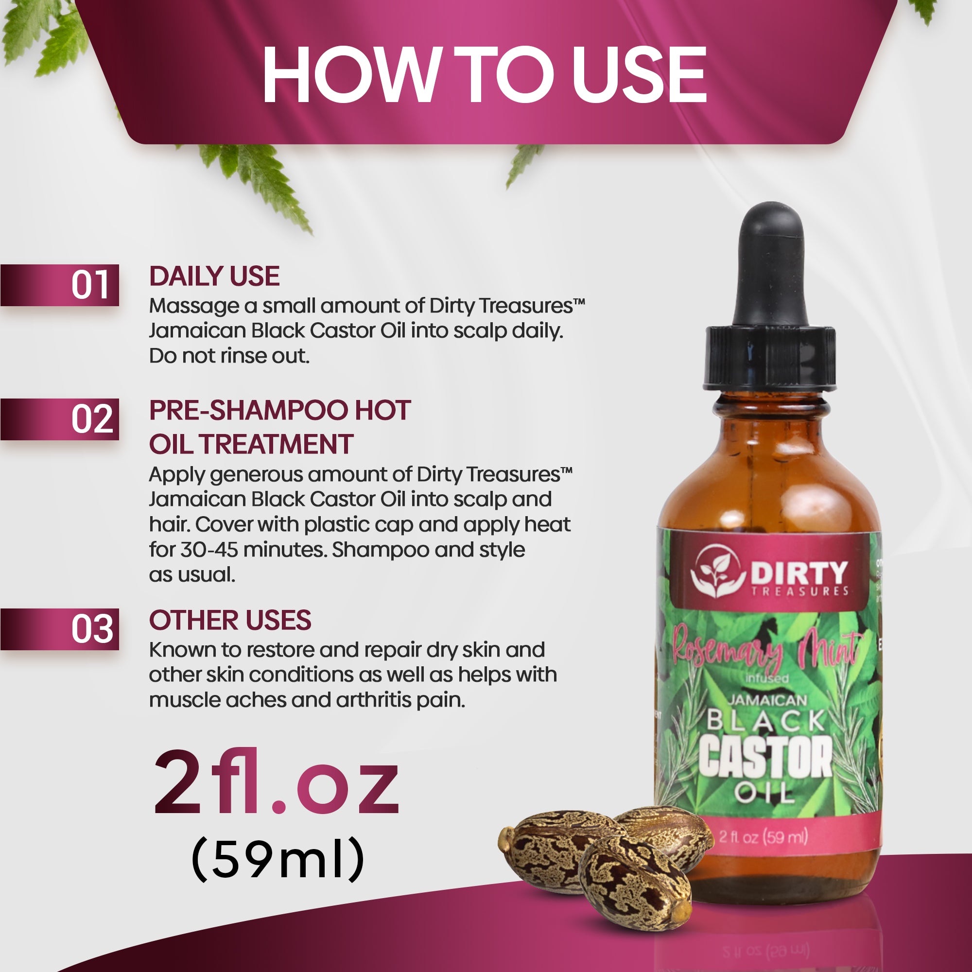 Rosemary Mint Jamaican Black Castor Oil - 2oz